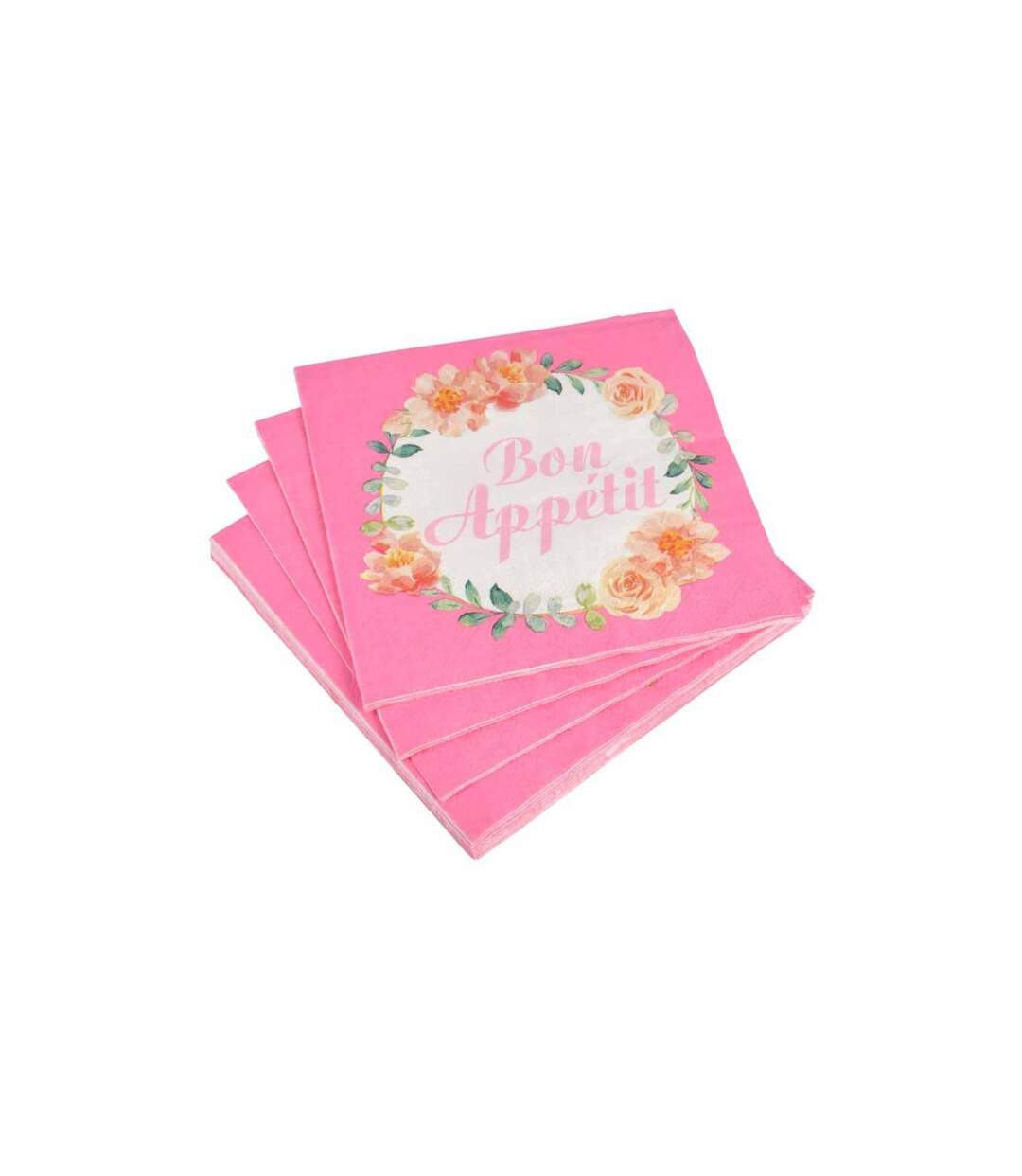 Lot de 20 Serviettes en Papier Fleurs 33x33cm Rose-1