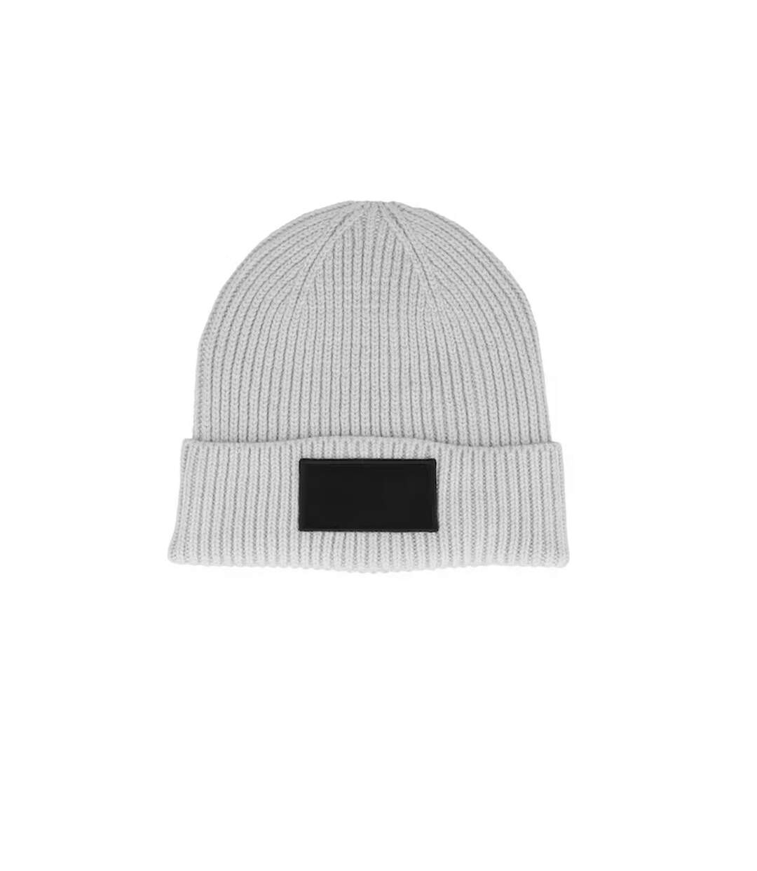 Unisex adult fashion patch beanie light grey/black Beechfield-2