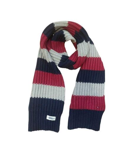 Childrens/kids Ribbed Scarf M Navy Blue Grey Claret Tommy Hilfiger