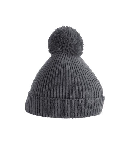Beechfield Unisex Adult Pom Pom Ribbed Knitted Beanie (Graphite)