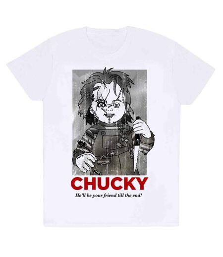 Childs Play Unisex Adult Friends Till The End T-Shirt (White)