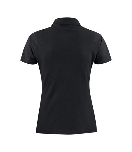 Womens/ladies Surf Light Melange Polo Shirt Black Printer