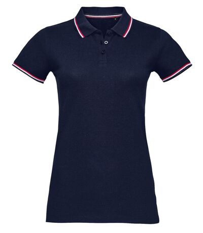 Polo homme liseret bleu blanc rouge - 02950 - bleu marine