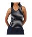 Womens/ladies Striped Tank Top Black Cream Brave Soul-2