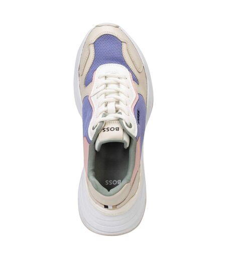 Womens/ladies Noa Leather Running Trainers Purple Boss