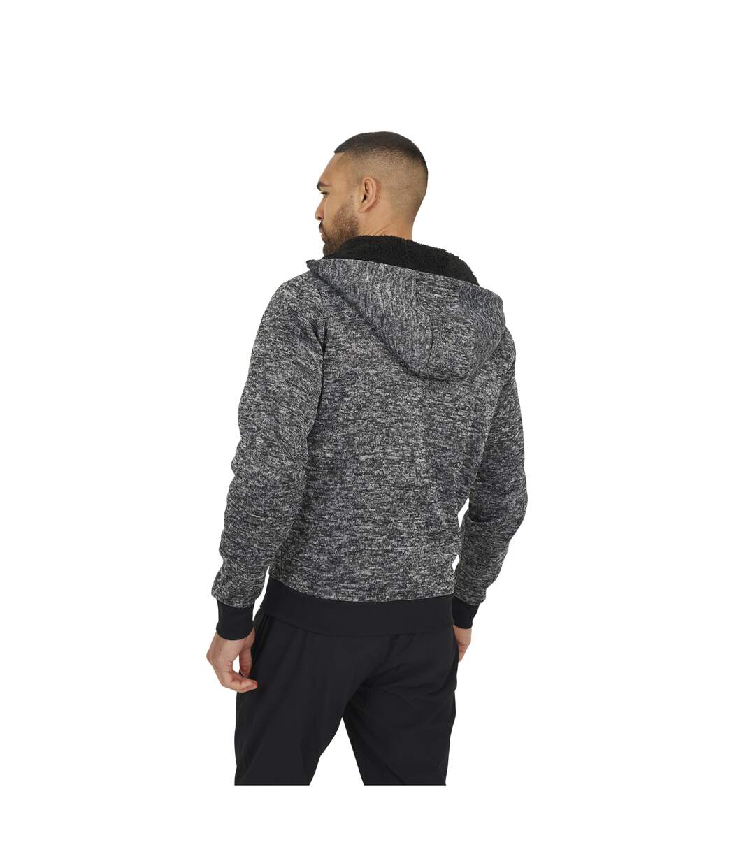 Mens Grindle Long-sleeved Full Zip Hoodie Grey Jet Black Brave Soul-2