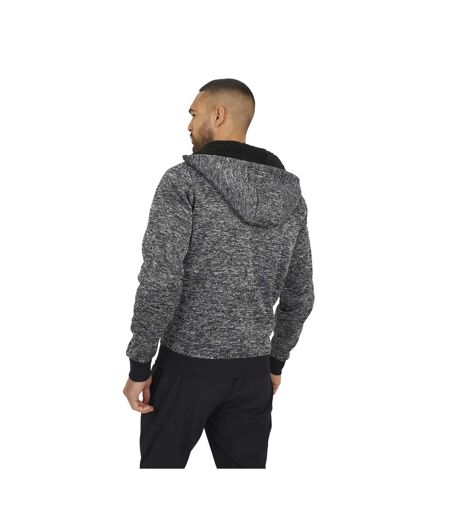Mens Grindle Long-sleeved Full Zip Hoodie Grey Jet Black Brave Soul