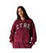 Womens/ladies Applique Logo Cotton Full Zip Hoodie Burgundy Couture-1