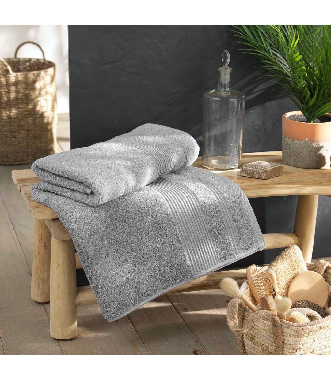 Drap de Bain Tendresse 90x150cm Gris Perle-4