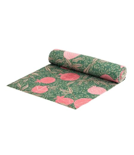 Pomegranate table runner 180cm x 35cm green Paoletti