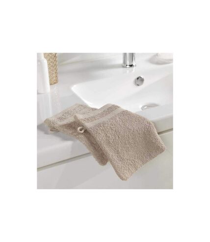 Lot de 2 Gants de Toilette Tendresse 15x21cm Taupe