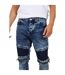 Mens Washed Biker Slim Jeans Dark Blue Brave Soul-4