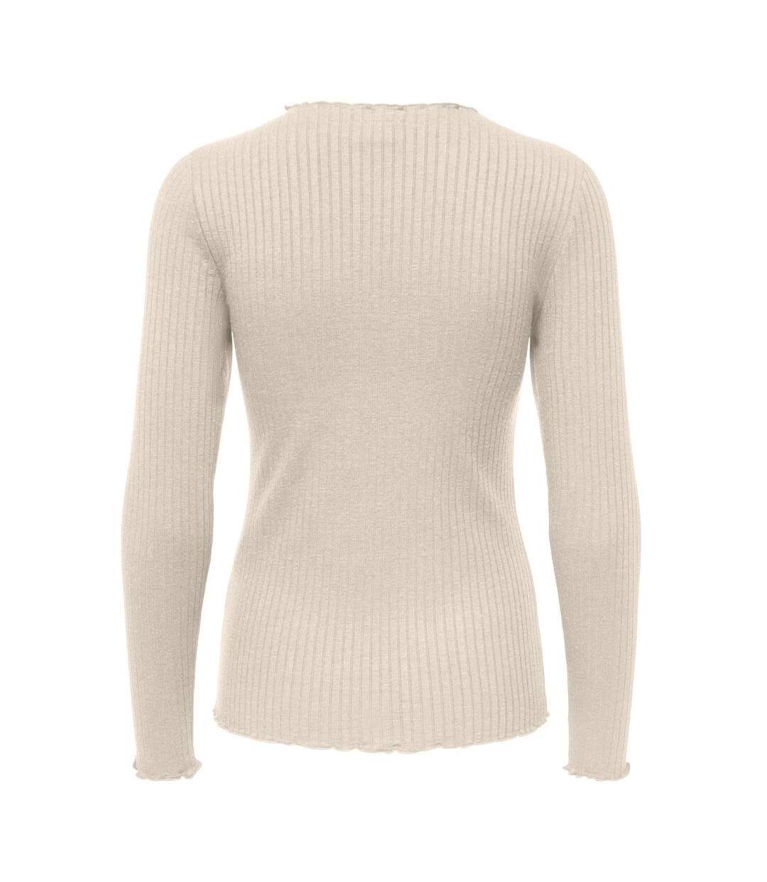 T-Shirt manches longues beige femme jdy fransiska-2