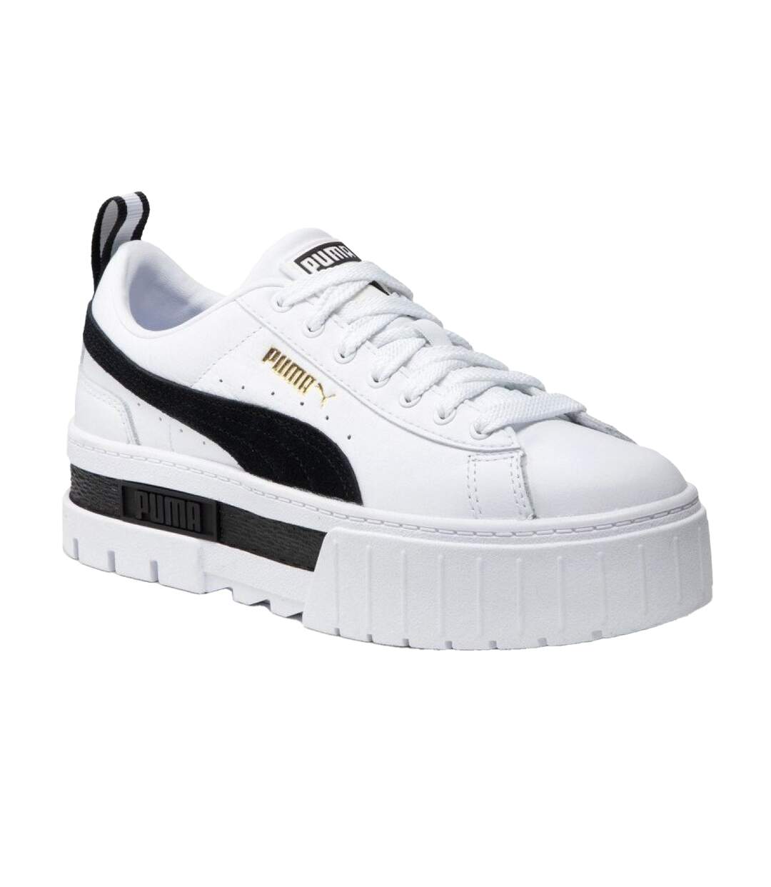 Femmes/dames Mayze Baskets En Cuir Blanc Puma-1