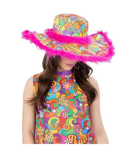 Unisex adult summer of love hippie sun hat multicoloured Smiffys