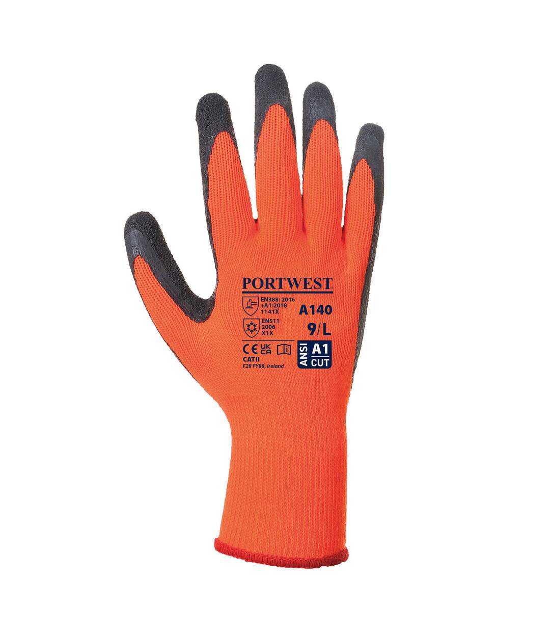 Unisex adult thermal grip gloves m orange Portwest-1