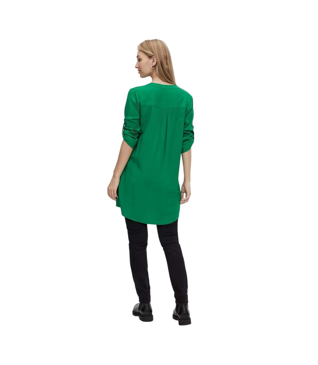 Womens/ladies Regular 3/4 Sleeve Tunic Dress Green Mamalicious-3