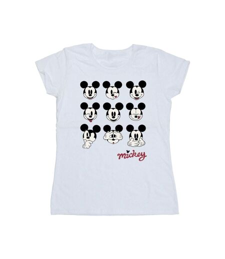 Disney T-shirt en coton Femme/Ladies Mickey Mouse Many Faces (Blanc) - UTBI33194