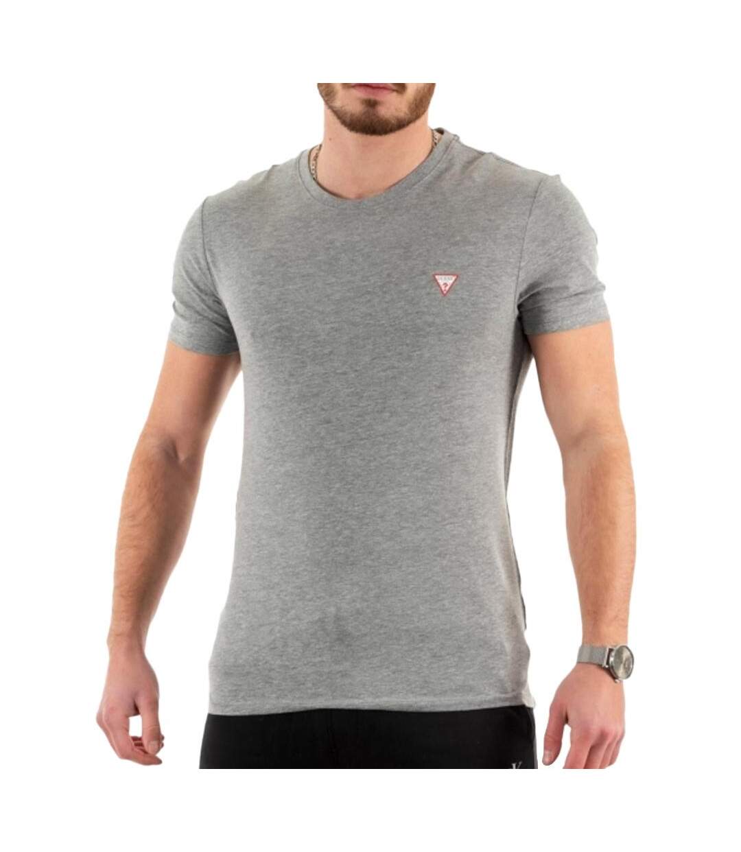 T-shirt Gris Homme Guess Petit Triangle - M