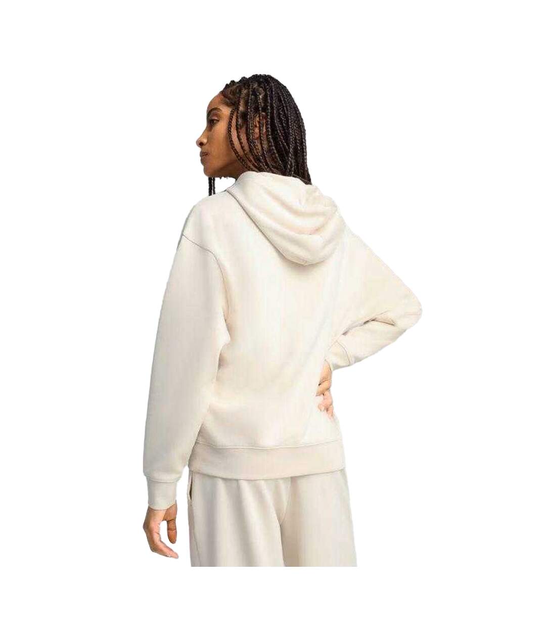 Sweat À Capuche Style Texte Ess Femme Beige Crème Puma-4