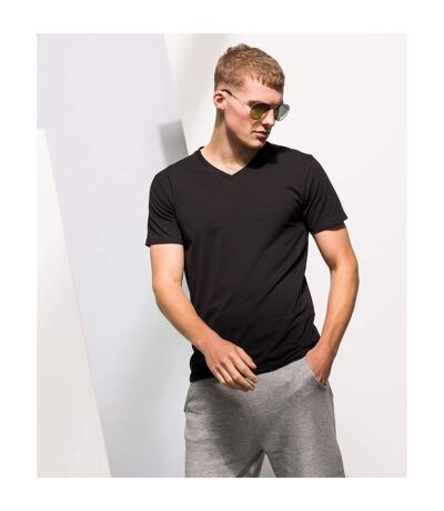 T-shirt À Manches Courtes Et Col En V Homme Noir Skinni Fit
