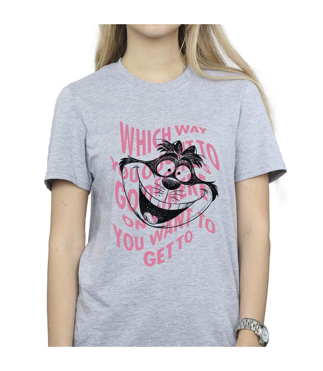 Disney - T-shirt ALICE IN WONDERLAND CHESIRE CAT - Femme (Gris sportif) - UTBI8781-3