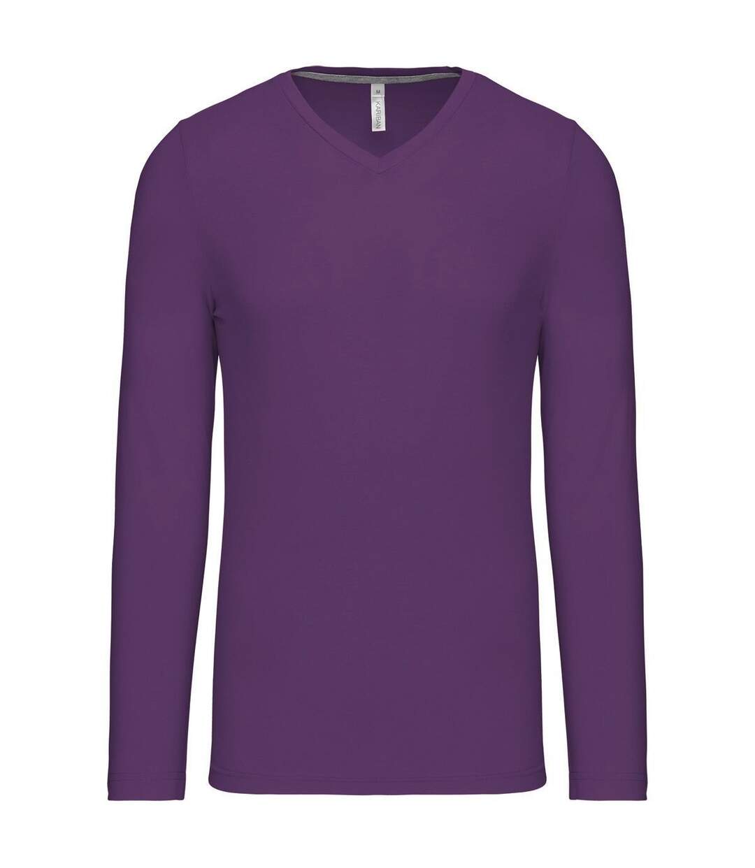 T-shirt manches longues col V - K358 - violet pourpre - homme