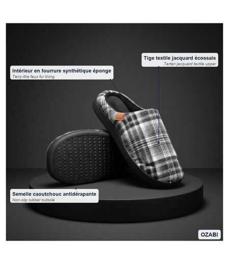 OZABI Pantoufles Ouvertes Homme, Jacquard Écossais, Semelle Antidérapante