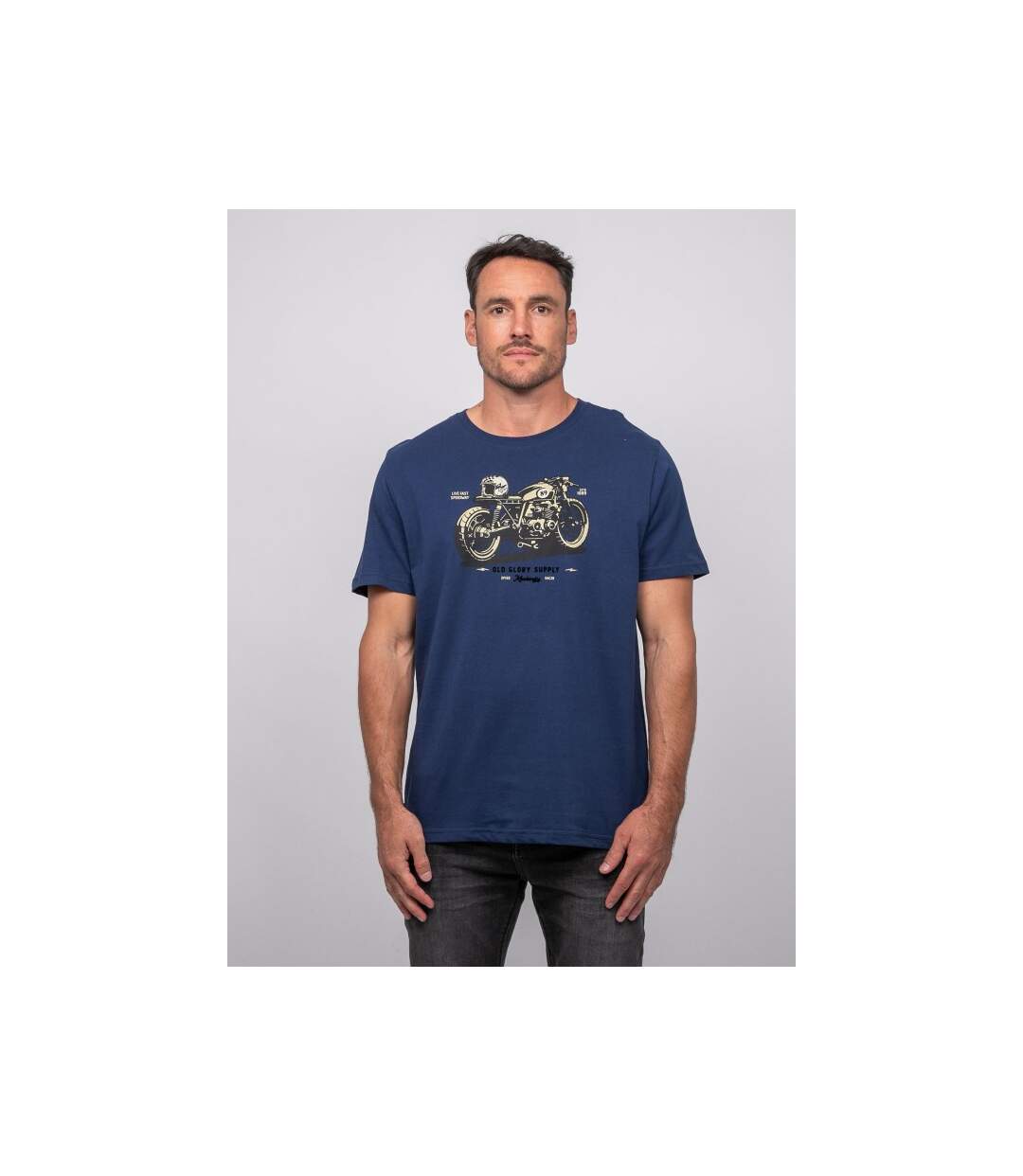 T shirt manches courtes coton motif moto JATOULO-1