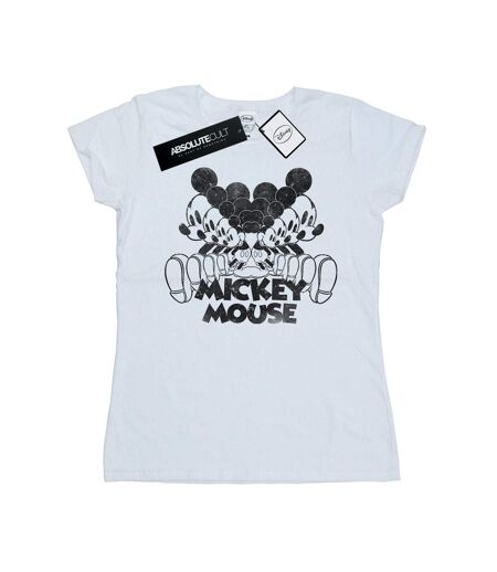 Disney T-shirt en coton miroité Mickey Mouse Femme/Ladies (Blanc) - UTBI30929