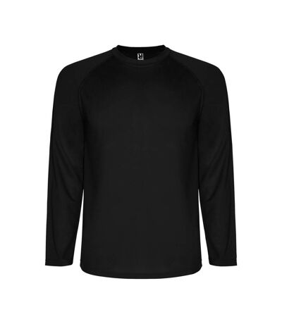 Mens montecarlo long-sleeve sports t-shirt noir uni Roly