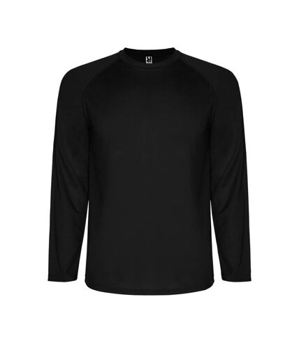 Mens montecarlo long-sleeve sports t-shirt noir uni Roly