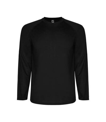 Mens montecarlo long-sleeve sports t-shirt noir uni Roly