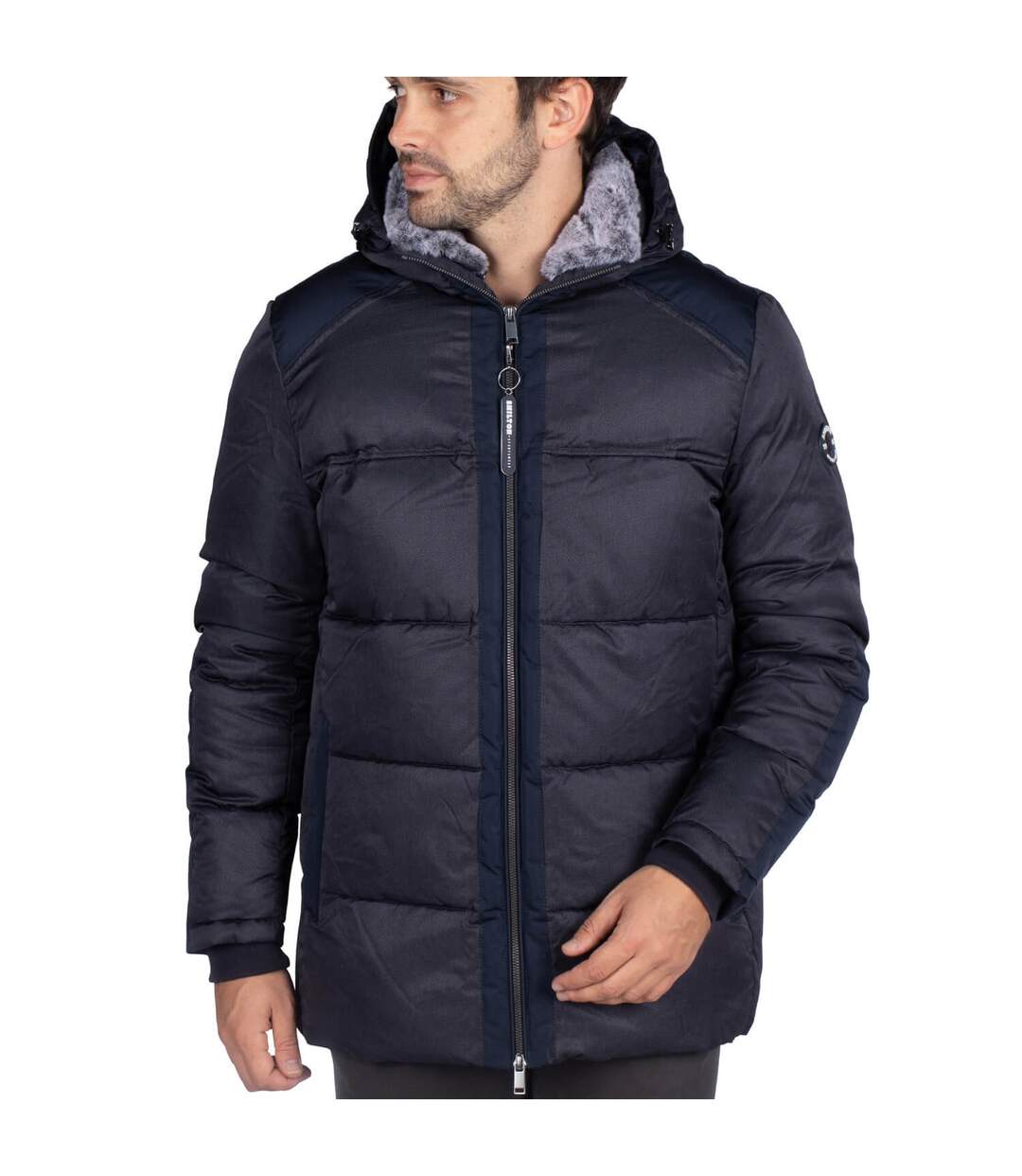 Parka team doublée fausse fourrure navy