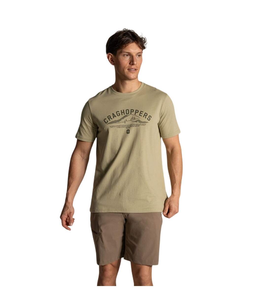 T-shirt Manches Courtes Motif/style Paysage Lucent Homme Vert Kaki Sombre Craghoppers-4