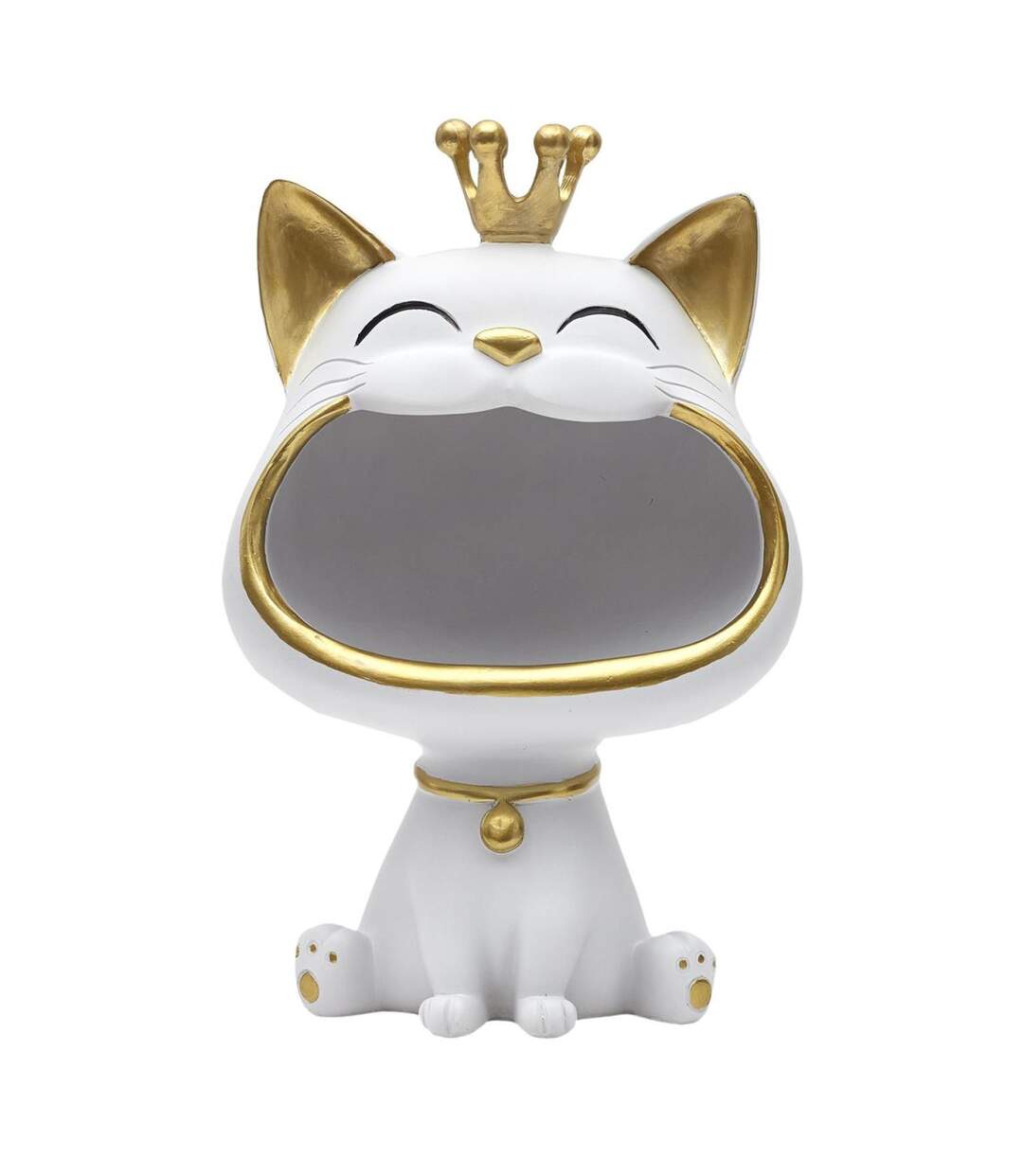 Vide-Poche Statue Chat 25cm Blanc-2