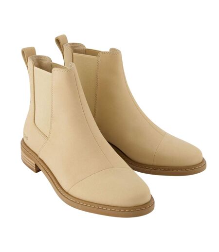 Womens/ladies Charlie Leather Boots Natural Toms