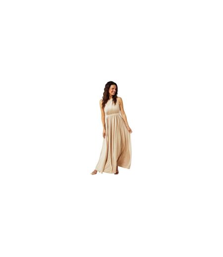 Robe Longue 1 Épaule Mariage Femme Beige Doré Biba