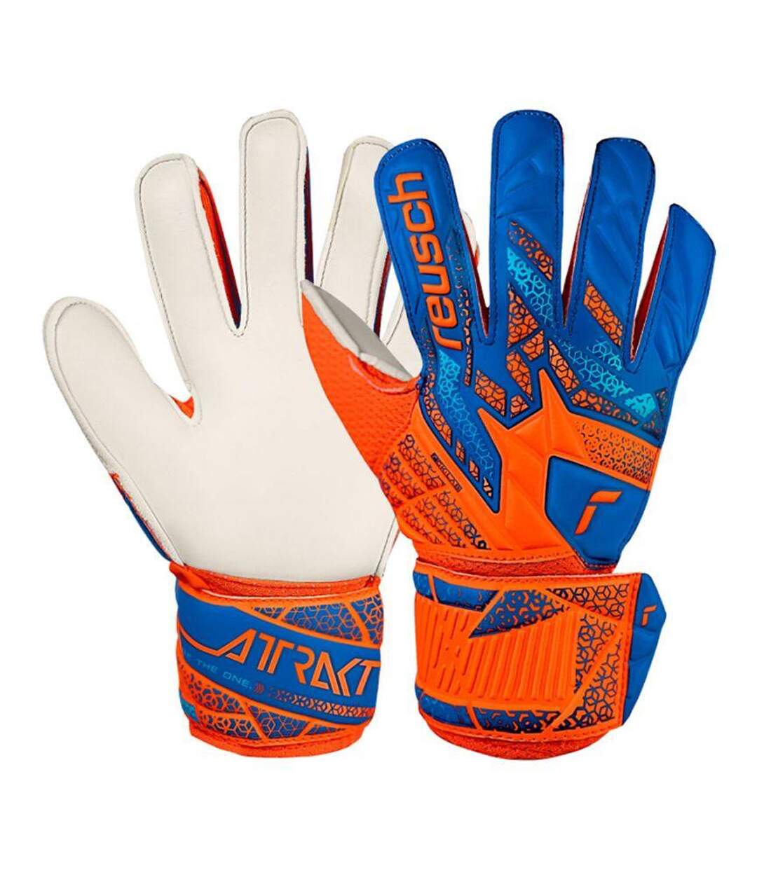 Childrens/kids Attrakt Solid Goalkeeper Gloves Blue Orange Reusch-4