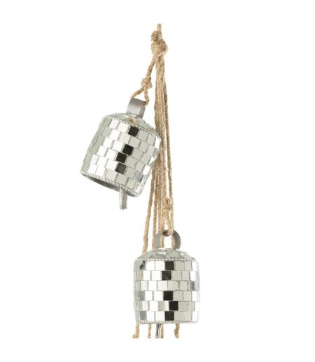 Suspension de Noël 7 Cloches 45cm Argent