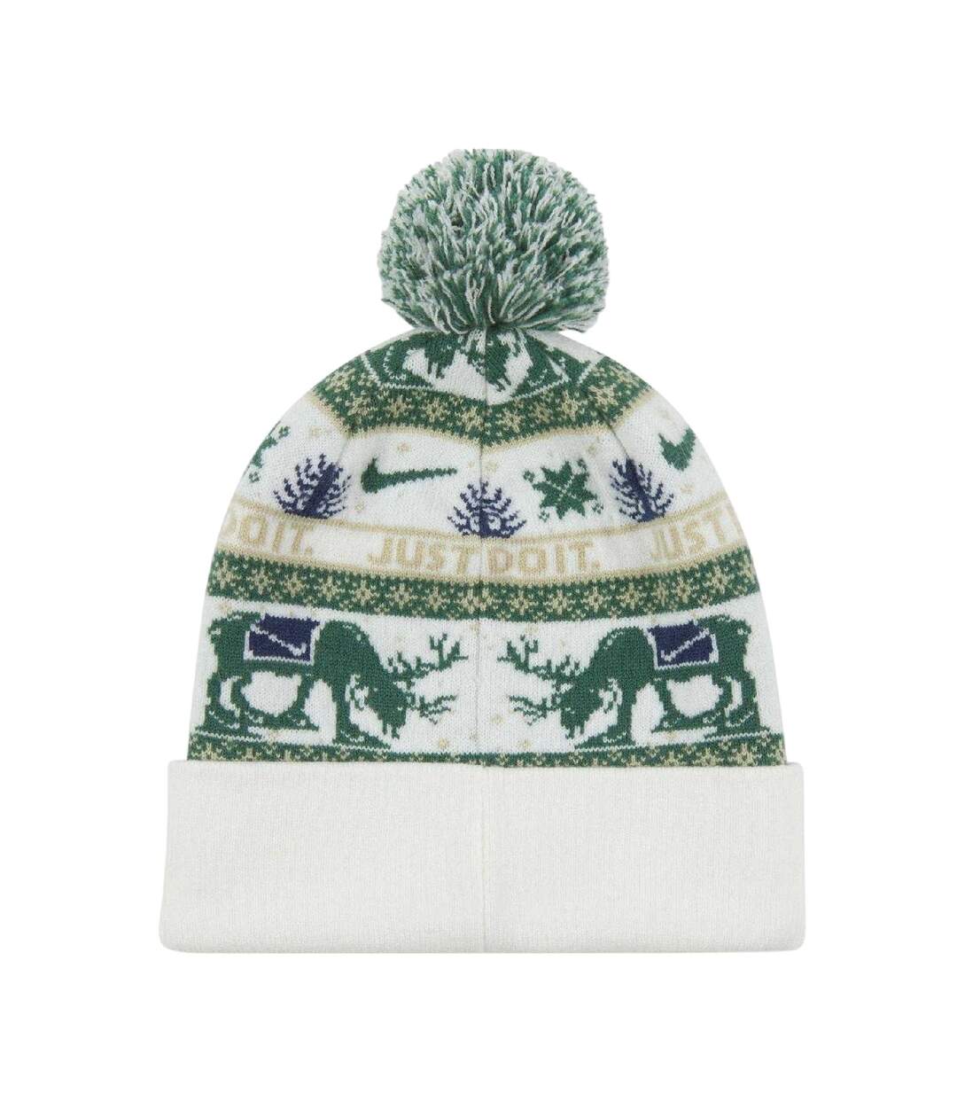 Peak Reindeer Bobble Hat White Fir Green Brown Nike-3