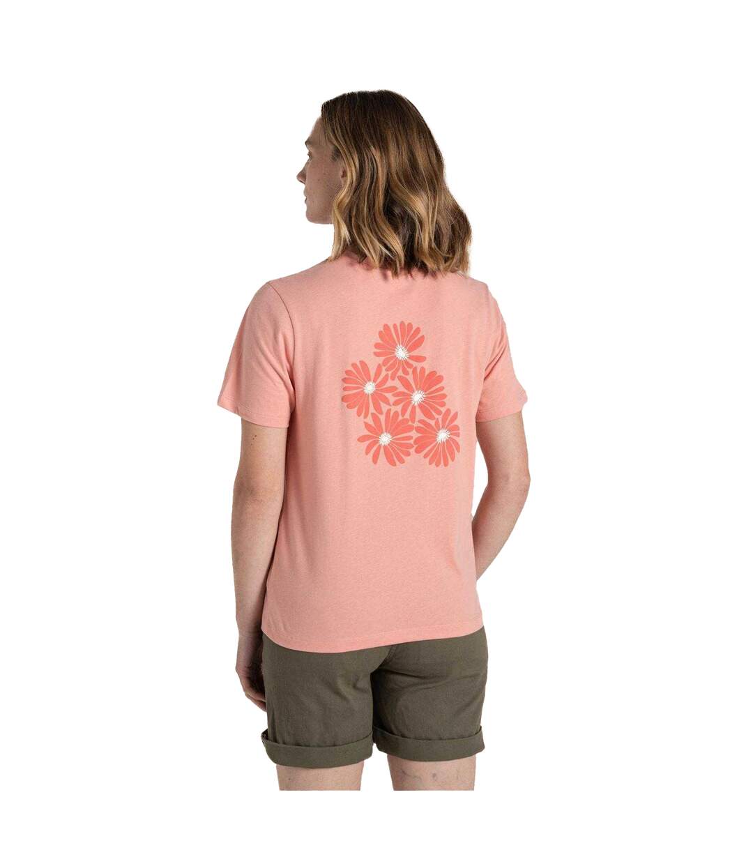 T-shirt Manches Courtes Motif/style Marguerite Malibo Femme Corail Clair Floral Craghoppers-3