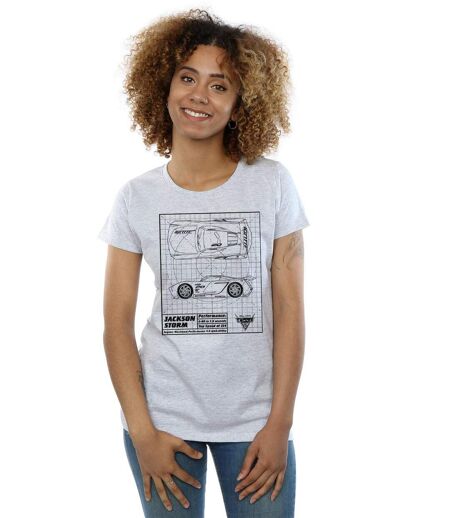 Disney - T-shirt CARS JACKSON STORM BLUEPRINT - Femme (Gris chiné) - UTBI13816