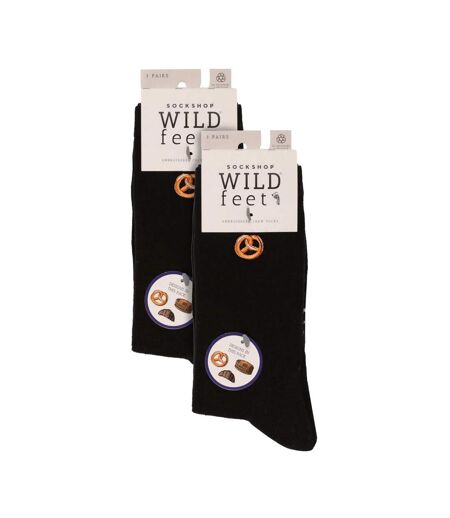 6 Pairs Ladies Multipack Black Novelty Socks: Embroidered Crew Cotton Socks
