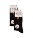 6 Pairs Ladies Multipack Black Novelty Socks: Embroidered Crew Cotton Socks-2