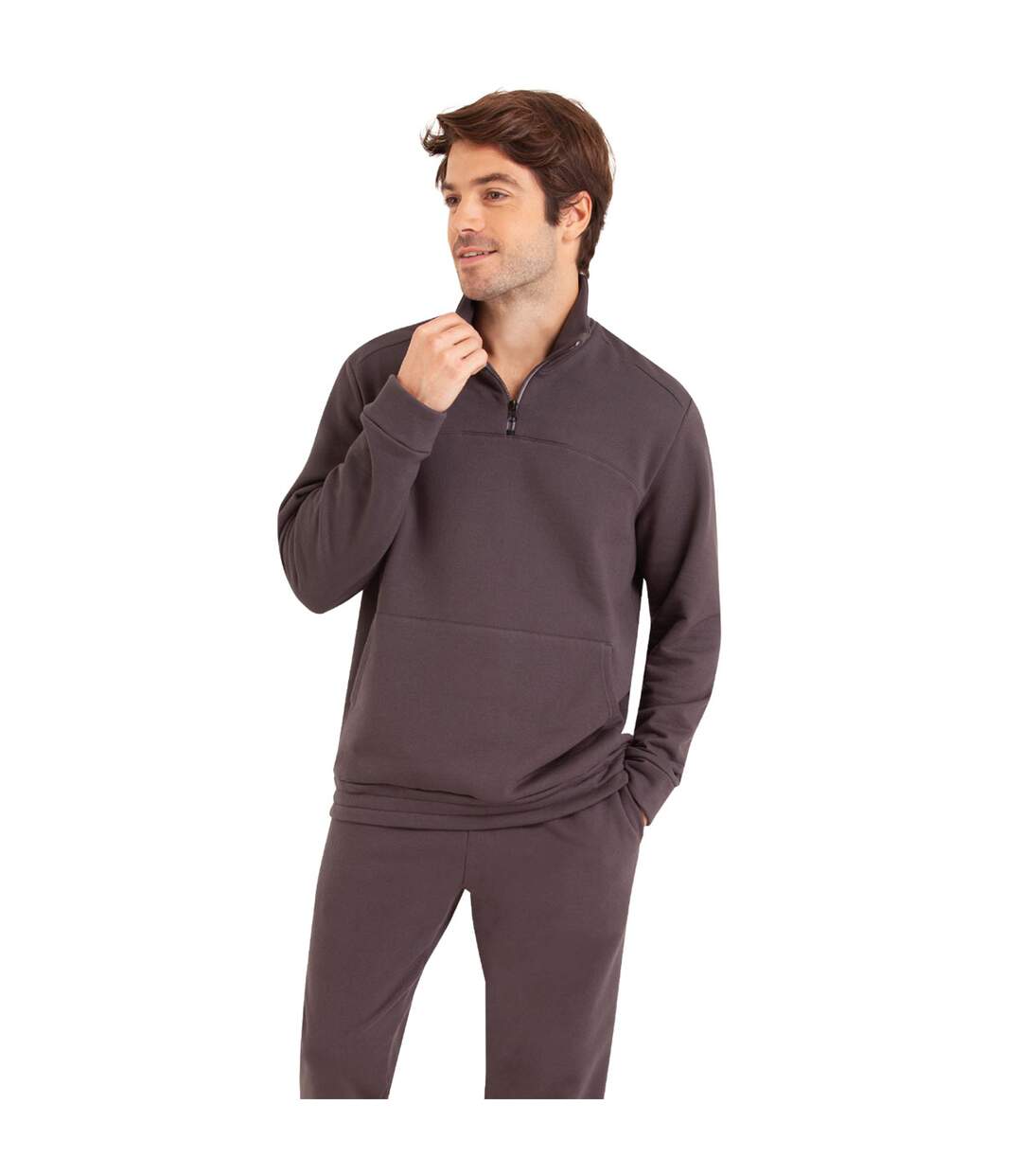 Pyjama long col ouvert homme Interlock Eminence-1