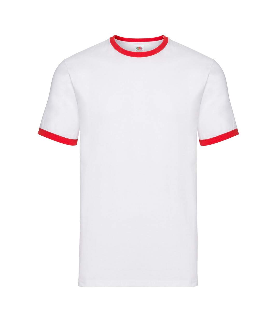 T-shirt Ringer Homme Blanc Rouge Fruit Of The Loom-1