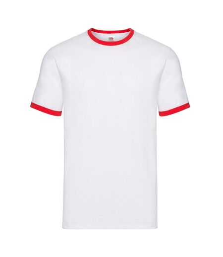 T-shirt Ringer Homme Blanc Rouge Fruit Of The Loom