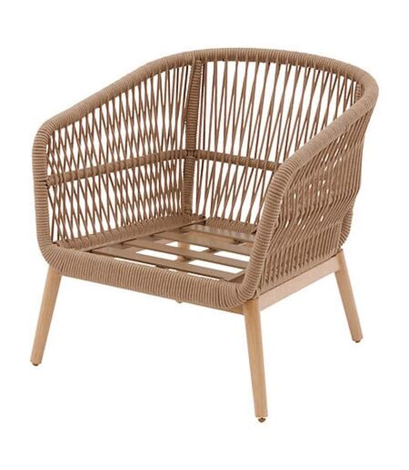 Fauteuil de salon de jardin en acier effet bois et mailles ORISSA