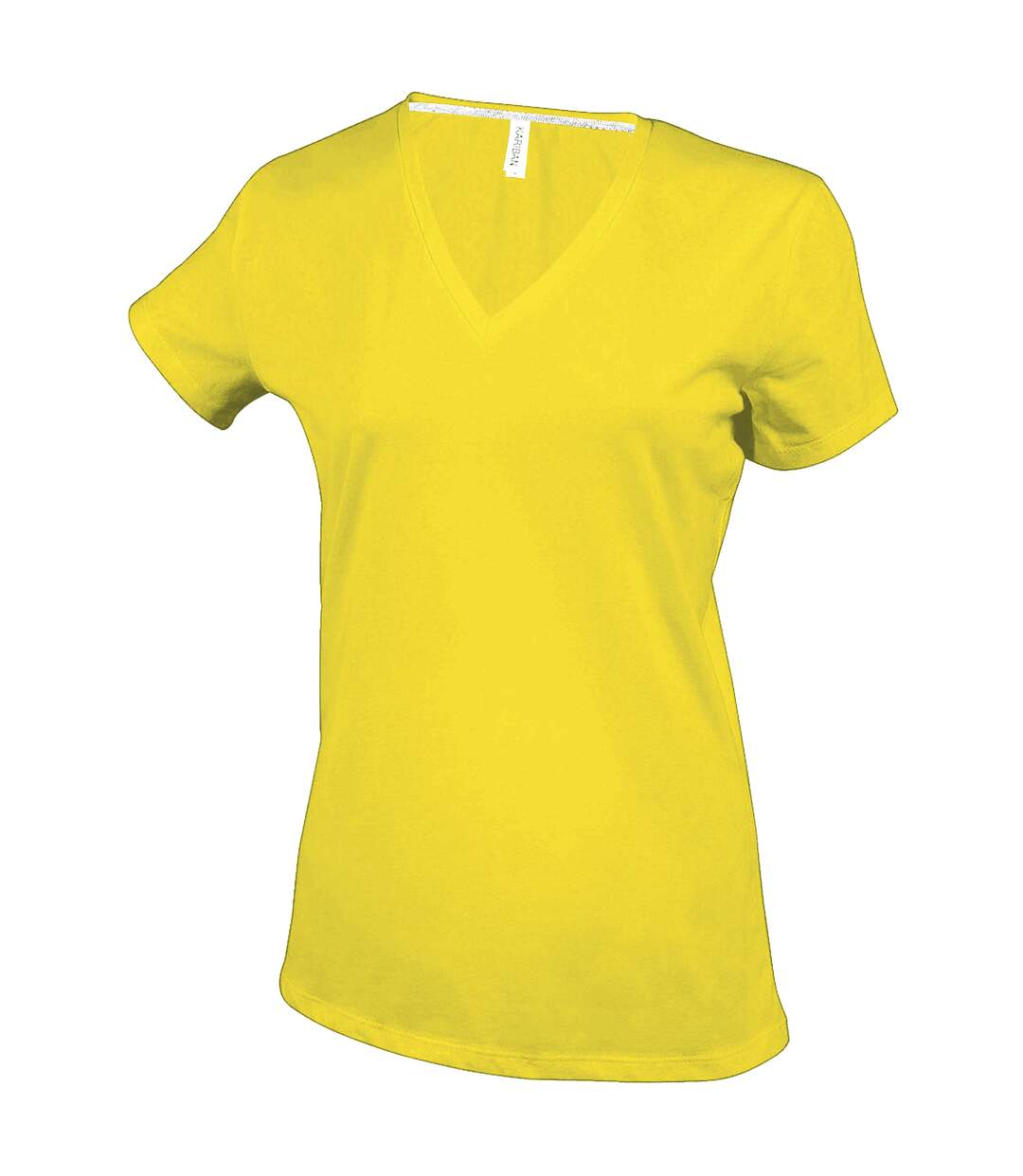 T-shirt à manches courtes et col en v femme jaune Kariban